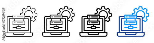Server Configuration Icon Different Style Outline Collection Set