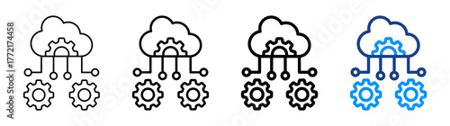 Cloud Management Icon Different Style Outline Collection Set