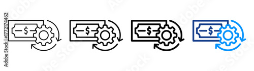 Cash Flow Optimization Icon Different Style Outline Collection Set