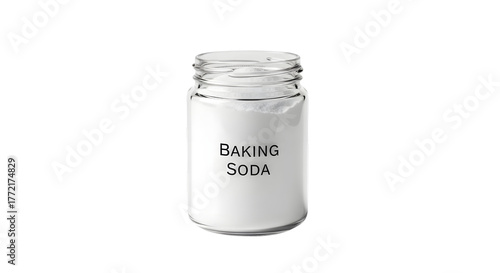 Bild auf Leinwand Glass jar filled with baking soda isolated on transparent background