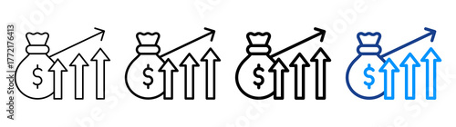 Net Income Icon Different Style Outline Collection Set