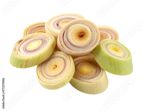 Fresh Slices of Dried Lemongrass Stalks Isolated