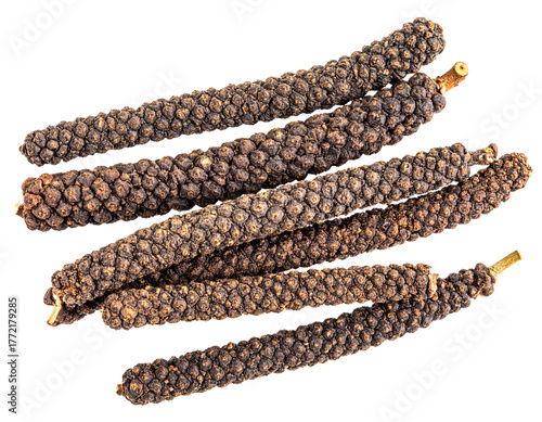 Dried Long Peppers Isolated on White Background