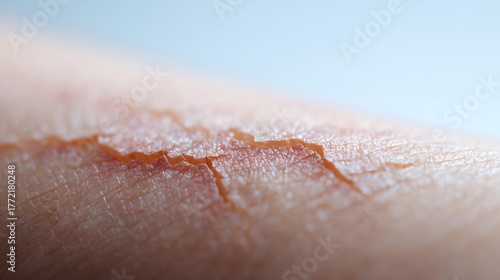 Close-up of Cracked Dry Skin Surface in High Detail