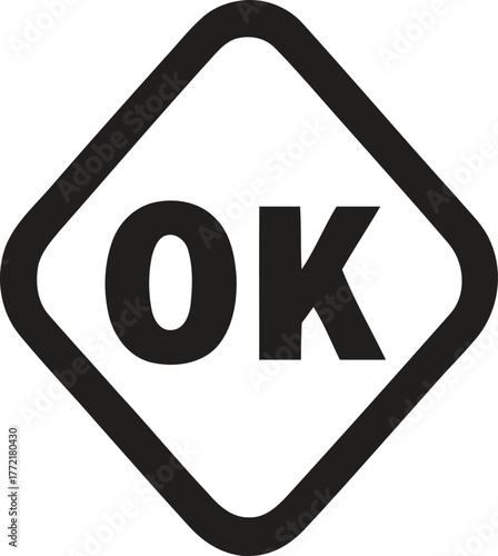 Diamond shape symbol with ok text inside
