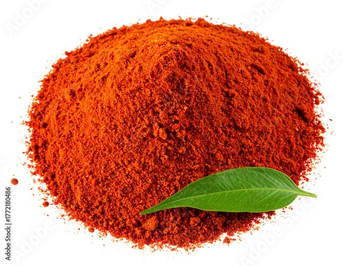 Ground Paprika Powder on Isolated Background