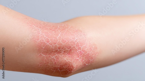 Close-Up of Dry, Flaky Skin on Elbow Indicating Skin Condition