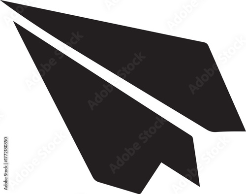  A paper plane silhouette style flat and minimal vector icon design illustration on a white background.
