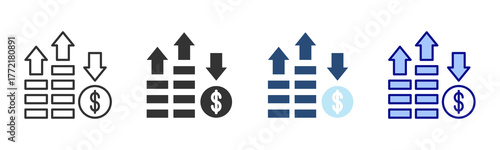 Fluctuation Icon Set. Designed In Multi Style