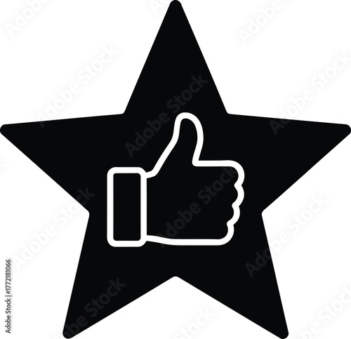 Star Like Icon Vector Silhouette Black and White Representing Approval and Quality