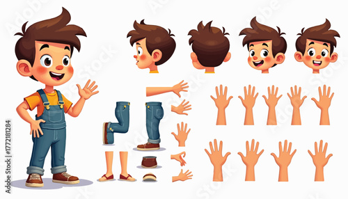 Cartoon Boy Character Design Elements vector illustration