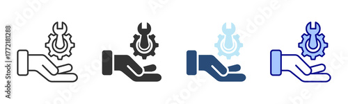 Management Service Icon Set. Designed In Multi Style