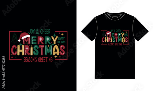 Joy & Cheer Merry Christmas Happy Holidays Season's Greeting T-shirt Design