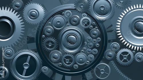 Wallpaper Mural Intricate mechanical clockwork gears rotating seamlessly in a dark blue tone Torontodigital.ca