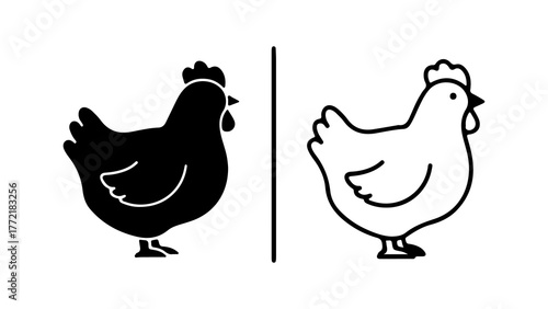 Chicken icon set with transparent background