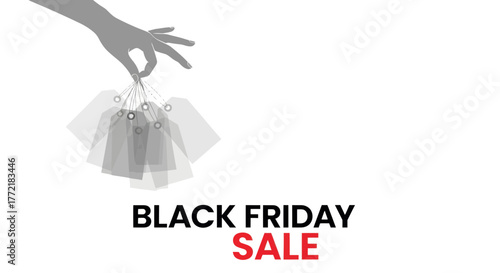 Hand holding shopping tags for black friday sale
