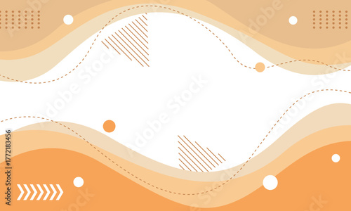 Abstract Orange Wavy Background with Geometric Accents.