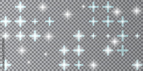 Healthcare background with plus symbol on transparent background. Light blue medical pattern.