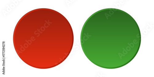 Two round buttons, one red and one green