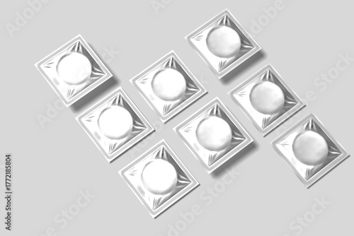 Realistic Condom blank mockup top view angle 