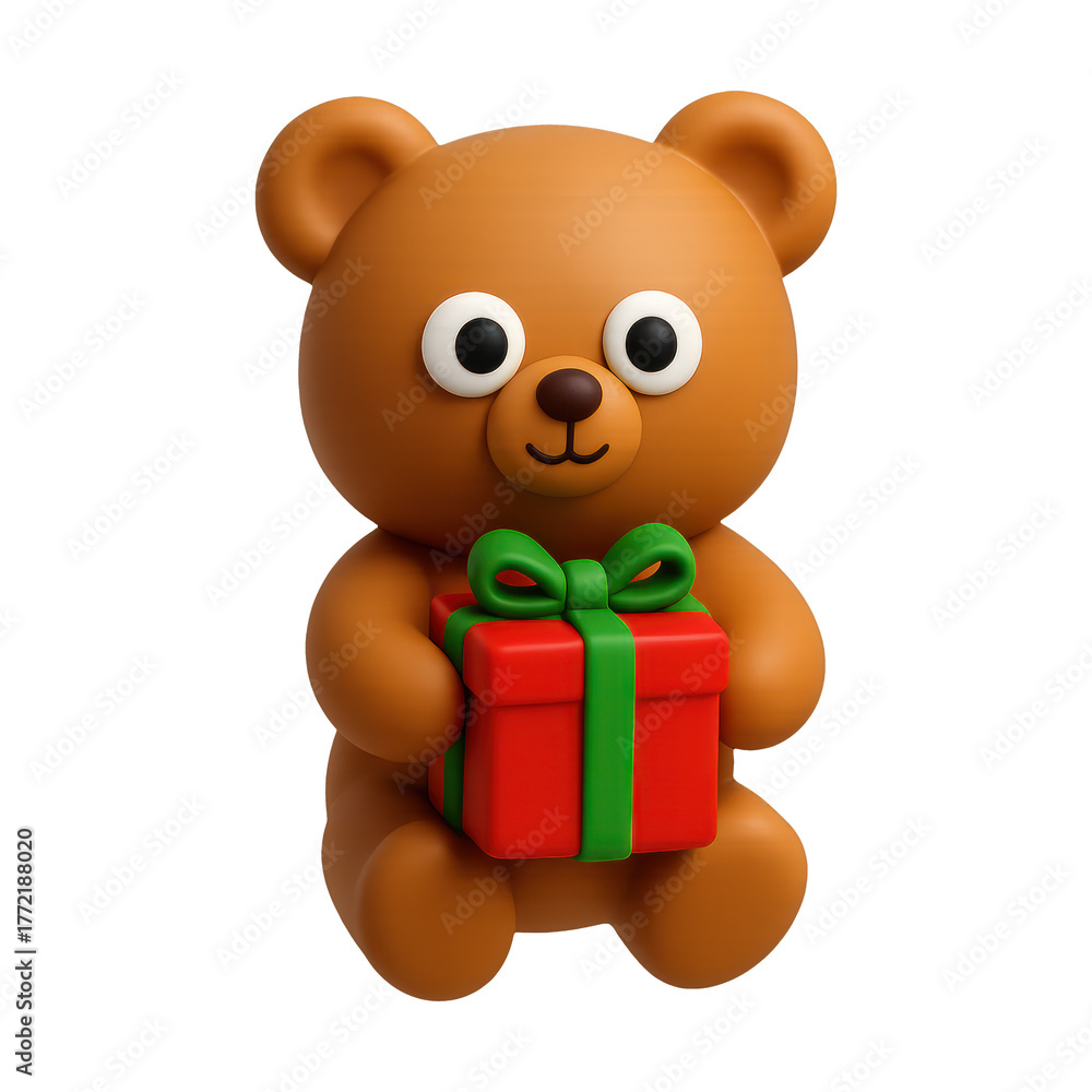 Fototapeta premium PNG Cute bear holding gift