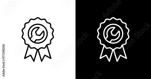 Warranty Badge White Icon Set Design