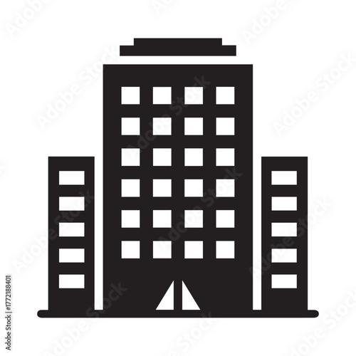 Office Building Vector Icon  Corporate Company, Business Headquarters, Real Estate, Workplace Symbol