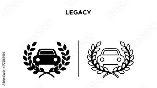 Car emblem with laurel wreath with transparent background