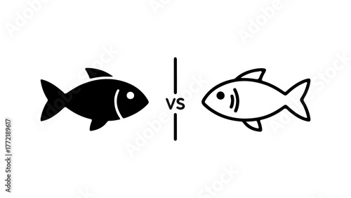 Fish comparison versus symbol with transparent background