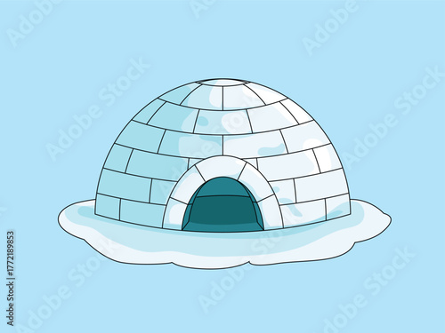 Traditional Igloo, igloo house made of ice blocks, eskimo, winter shelter
