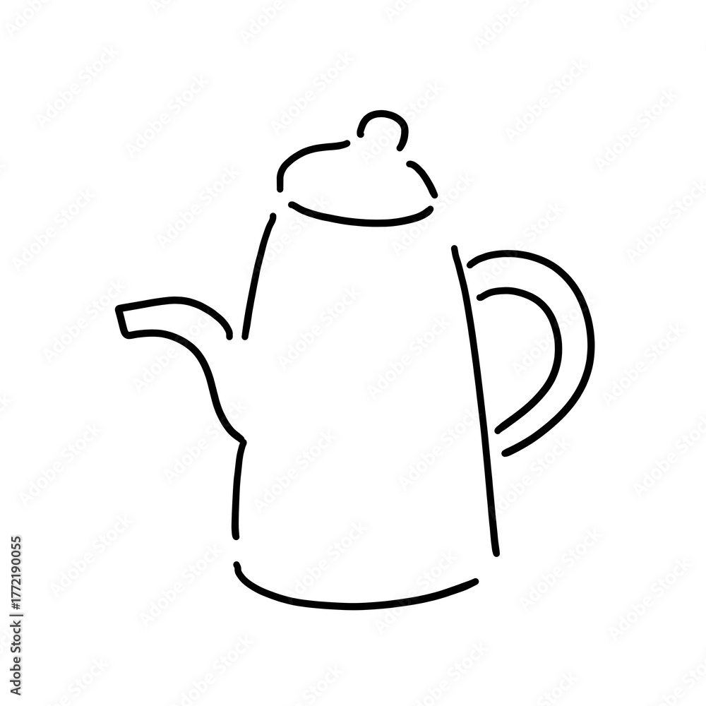 Obraz premium シンプルなケトルの線画イラスト