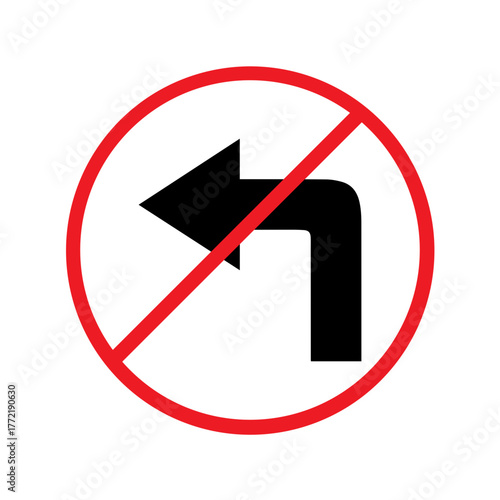 No Turn Left Ahead Icon
