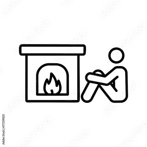 fireplace icon, outlined style