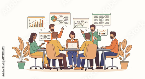 A Collective Of Professionals Collaborating On Data Analysis And Strategic Planning