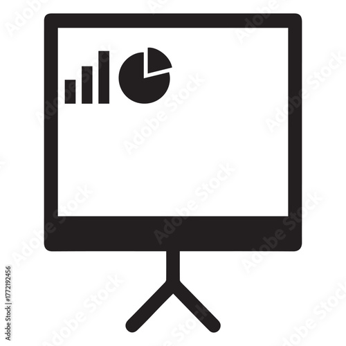 Presentation Stand Vector Icon  Business Meeting, Training Seminar, Public Speaking, Marketing Pitch Symbol