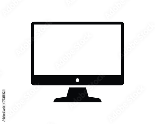 Computer Monitor Flat Design Icon Desktop Display for Digital Work and Entertainment Blank Screen