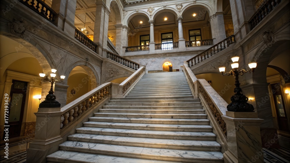 Fototapeta premium Grand Marble Staircase in Classic Architecture