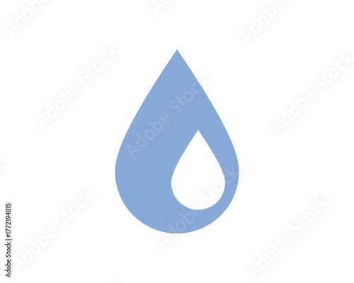 Light Blue Water Drop Icon Symbolizing Purity Hydration or Liquid Element on White Background