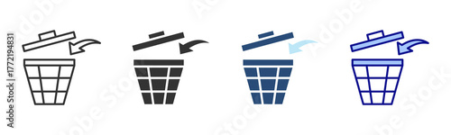 Dustbin Icon Set. Designed In Multi Style