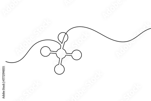 Molecule continuous one line drawing and minimalist style isolate outline vector illustration
