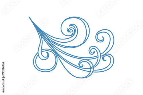 Whirlwind Wind Swirl Design Element Abstract Air Currents Icon with Spiraling Lines in Light Blue