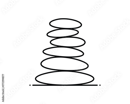 Minimalist Zen Stone Cairn Icon Symbolizing Balance Harmony and Stability on Solid Foundation