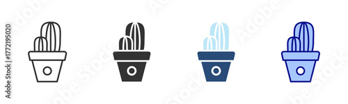 Cactus Icon Set. Designed In Multi Style
