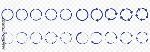 circle arrow icon set. Blue circular arrow icon, refresh, reload arrow icon symbol sign. Blue Reload vector icon set. repeat vector. restart or reset sign. Repeat cycle symbol. Blue rotation arrow.EPS