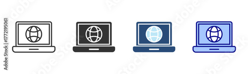 Laptop Icon Set. Designed In Multi Style
