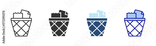 Waste Basket Icon Set. Designed In Multi Style
