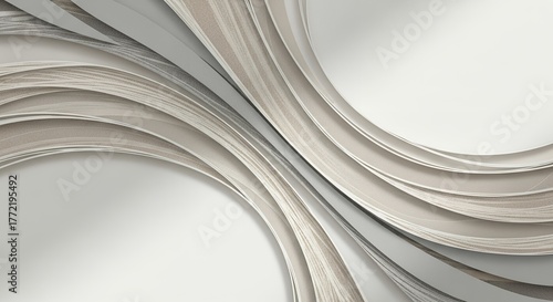 Abstract background featuring flowing curves and lines in neutral beige and gray tones