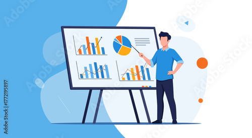 Business Analyst Presenting Financial Data Visuals On A Board For Strategic Insight