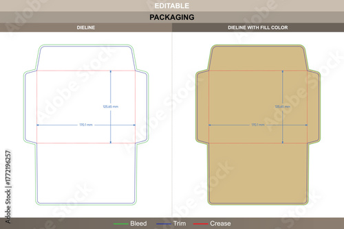 Mini envelope dieline created by vector precision delivering refined printing output and lightweight packaging control the structured die line maintains its compact elegant shape