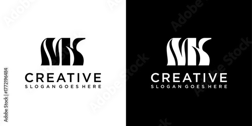MK or KM initial letter logo design vector